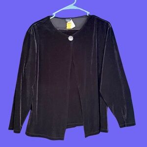 VTG Davida USA Black Velvet 2-Piece Maxi Skirt Long Sleeved Layered Blouse XL 1X